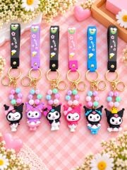 Büyük Boy Lüx Boncuklu Sanrio Karakter Anahtarlık Çanta Süsü Aksesuar 1 Adet