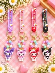 Büyük Boy Lüx Boncuklu Sanrio Karakter Anahtarlık Çanta Süsü Aksesuar 1 Adet