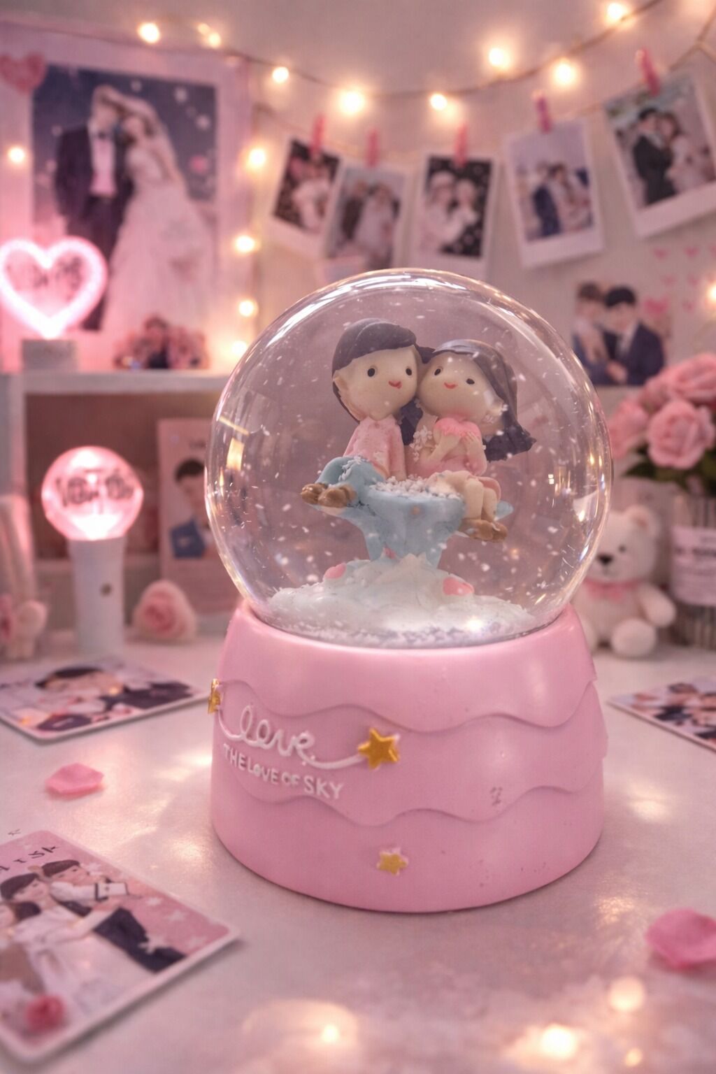 Karakterli Ara Boy Işıklı Kar Küresi