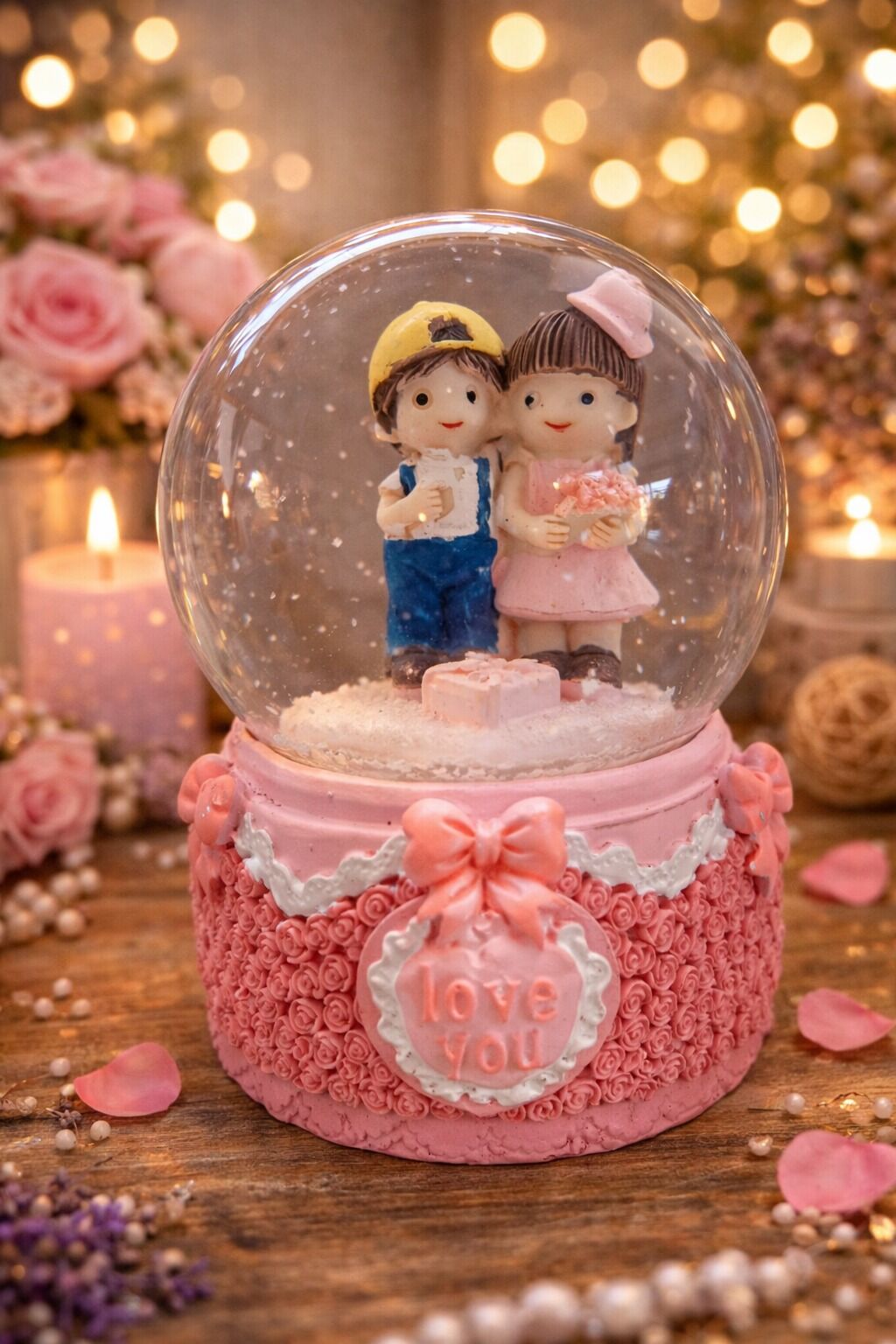 Karakterli Ara Boy Işıklı Kar Küresi