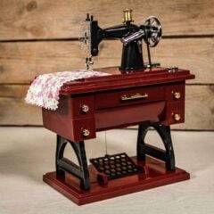 Toptan Nostaljik Kurmalı Dikiş Makinası Tasarımlı Müzik Kutusu