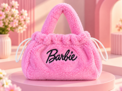 Pembe Peluş Büzgülü El Çantası