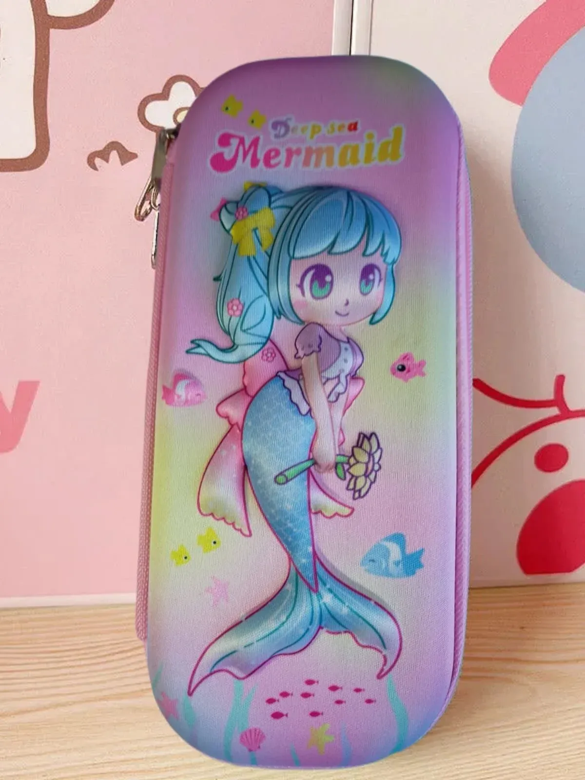 Toptan 3D Kawaii Mermaid Deniz Kızı Sert Kapaklı Kabartmalı Kalemlik