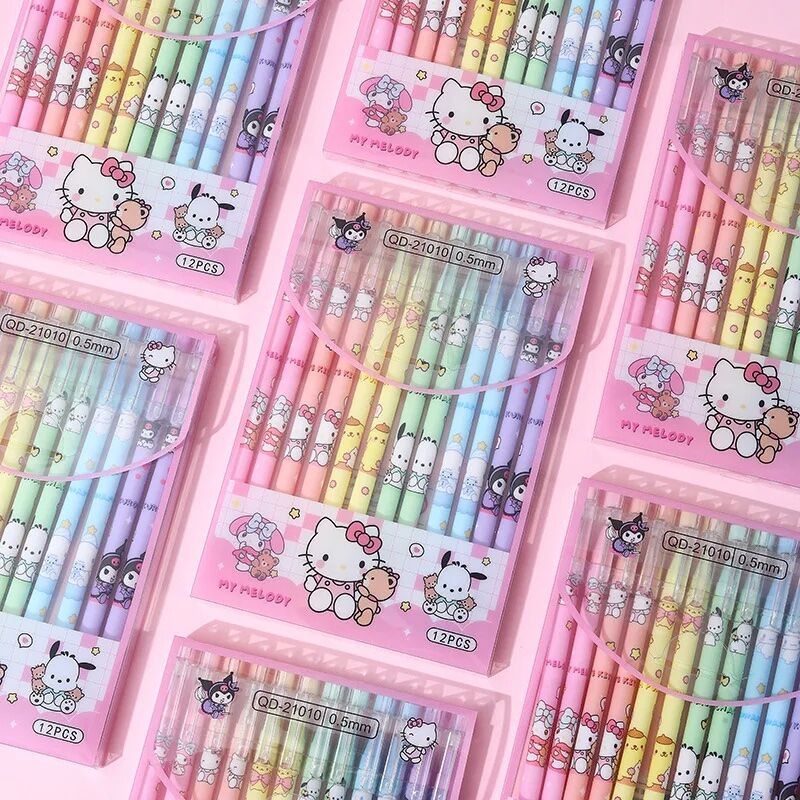 Toptan Sanrio Kuromi Hello Kitty 12 Adet Tükenmez Kalem Seti