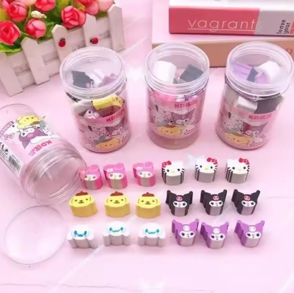 Toptan Sanrio Kuromi Silgi Seti 1 Kutu 18 Adet