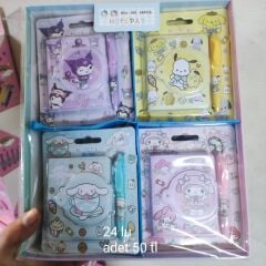 Toptan Sanrio Kuromi Kapaklı Not Defteri Kalemli 24 Adet