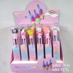 Toptan Sanrio Kuromi 6 Renkli Tüylü Kalem 24 Adet