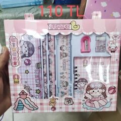 Toptan Kawaii Kırtasiye Seti Kalemlik Cetvel Kalem Defter Silgi Açacak Seti