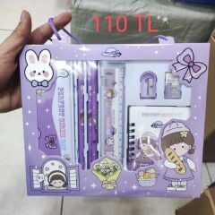 Toptan Kawaii Kırtasiye Seti Kalemlik Cetvel Kalem Defter Silgi Açacak Seti