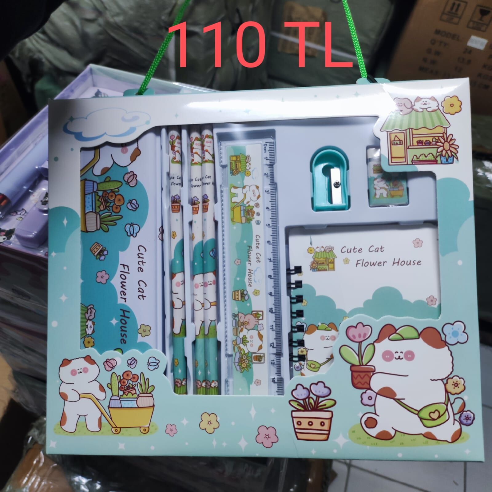 Toptan Kawaii Kırtasiye Seti Kalemlik Cetvel Kalem Defter Silgi Açacak Seti