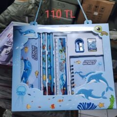 Toptan Kawaii Kırtasiye Seti Kalemlik Cetvel Kalem Defter Silgi Açacak Seti