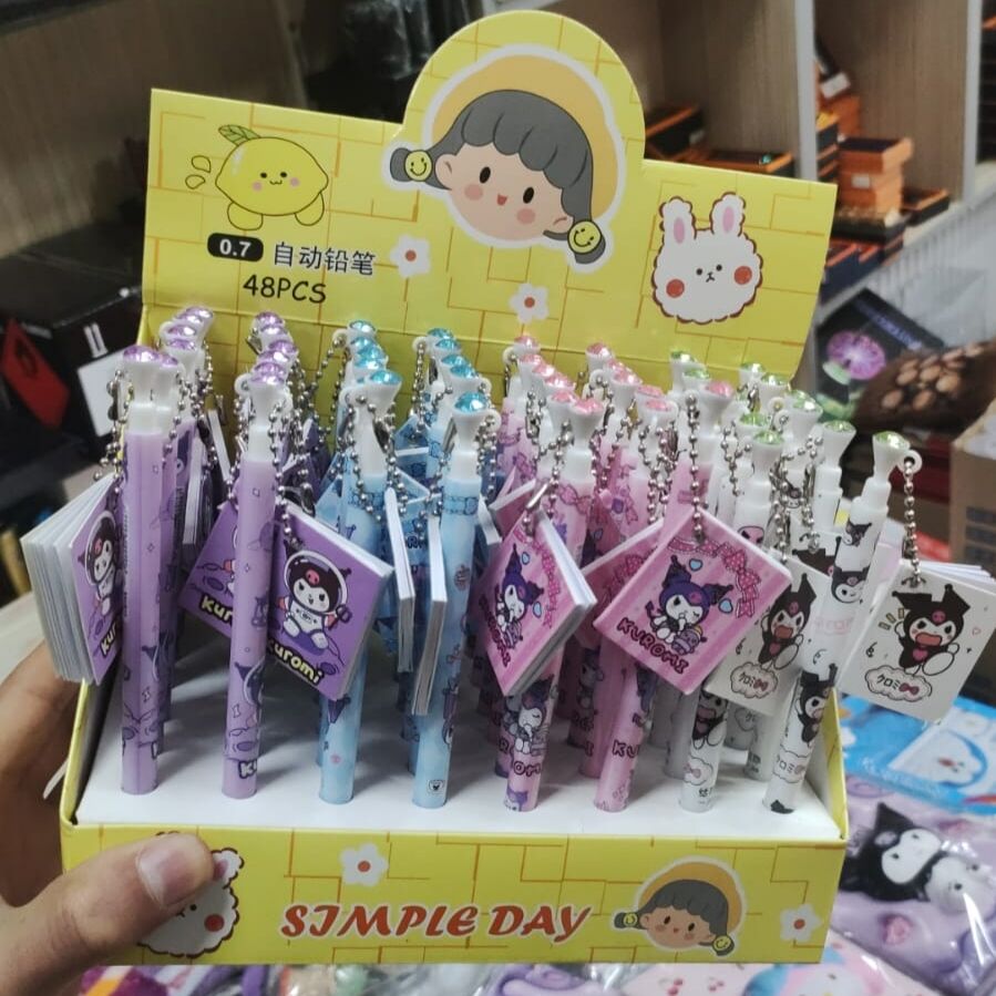Toptan Sanrio Kuromi Mini Defterli Taşlı Uçlu Kalem 48 Adet