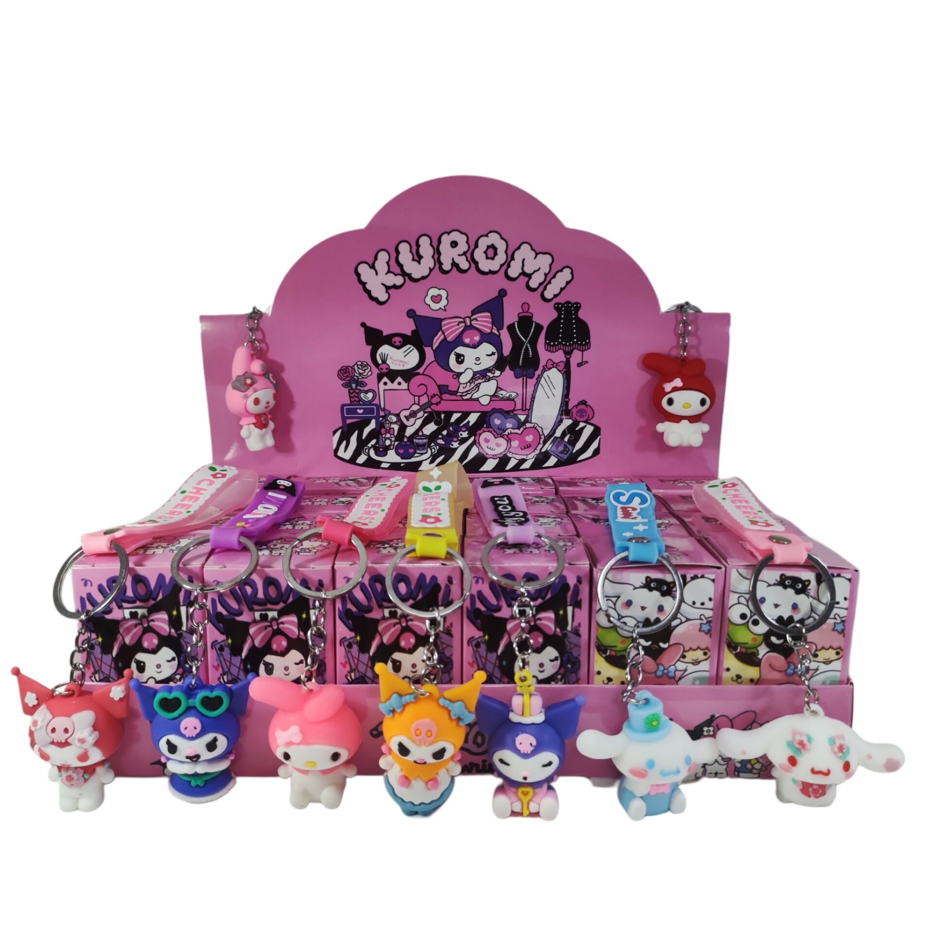 Toptan Sanrio Kuromi Sürpriz Kutu 24 Adet Kuromi Figür Anahtarlık Sürpriz Kutu