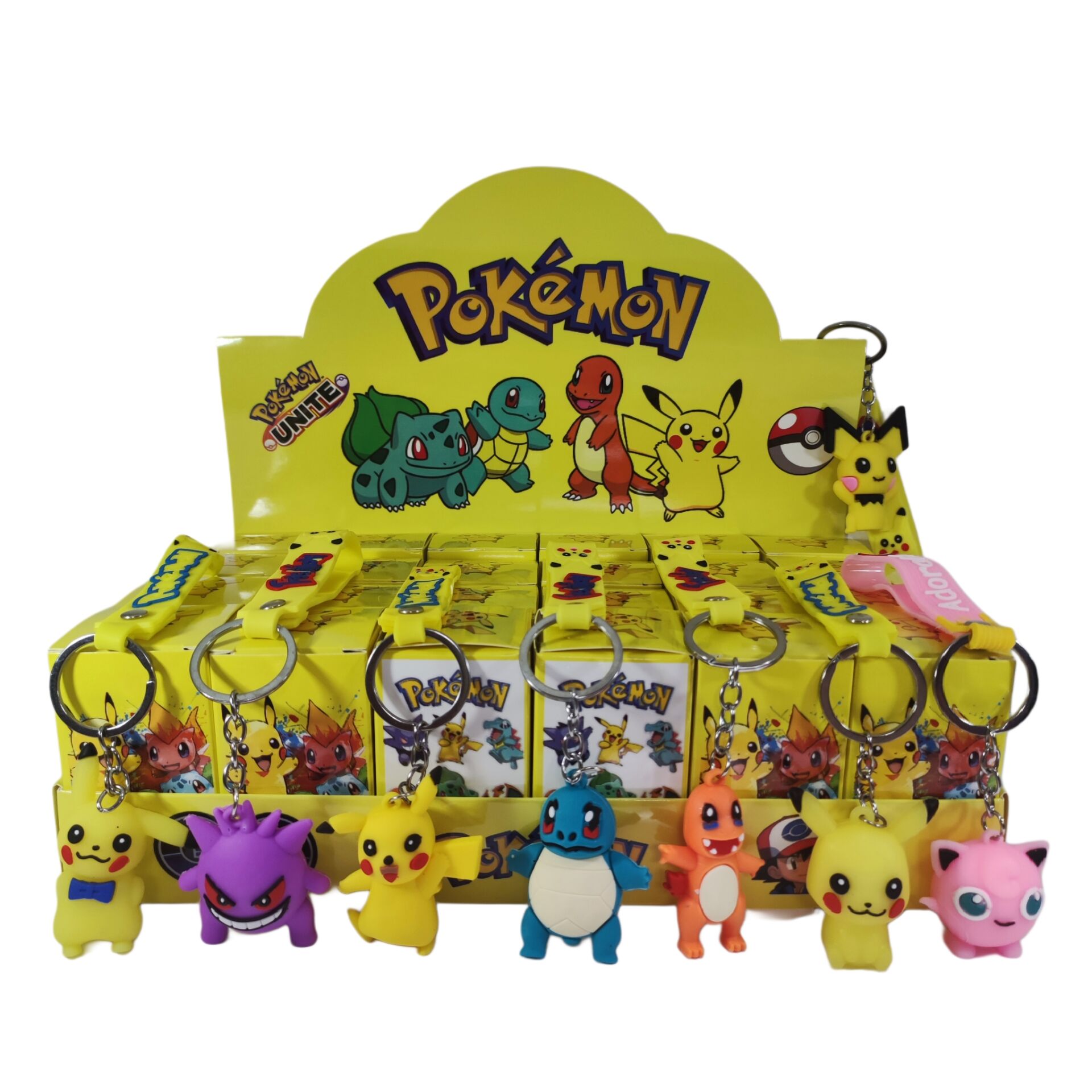 Toptan Pokemon Pikachu Sürpriz Kutu 24 Adet Pokemon Figür Anahtarlık Sürpriz Kutu