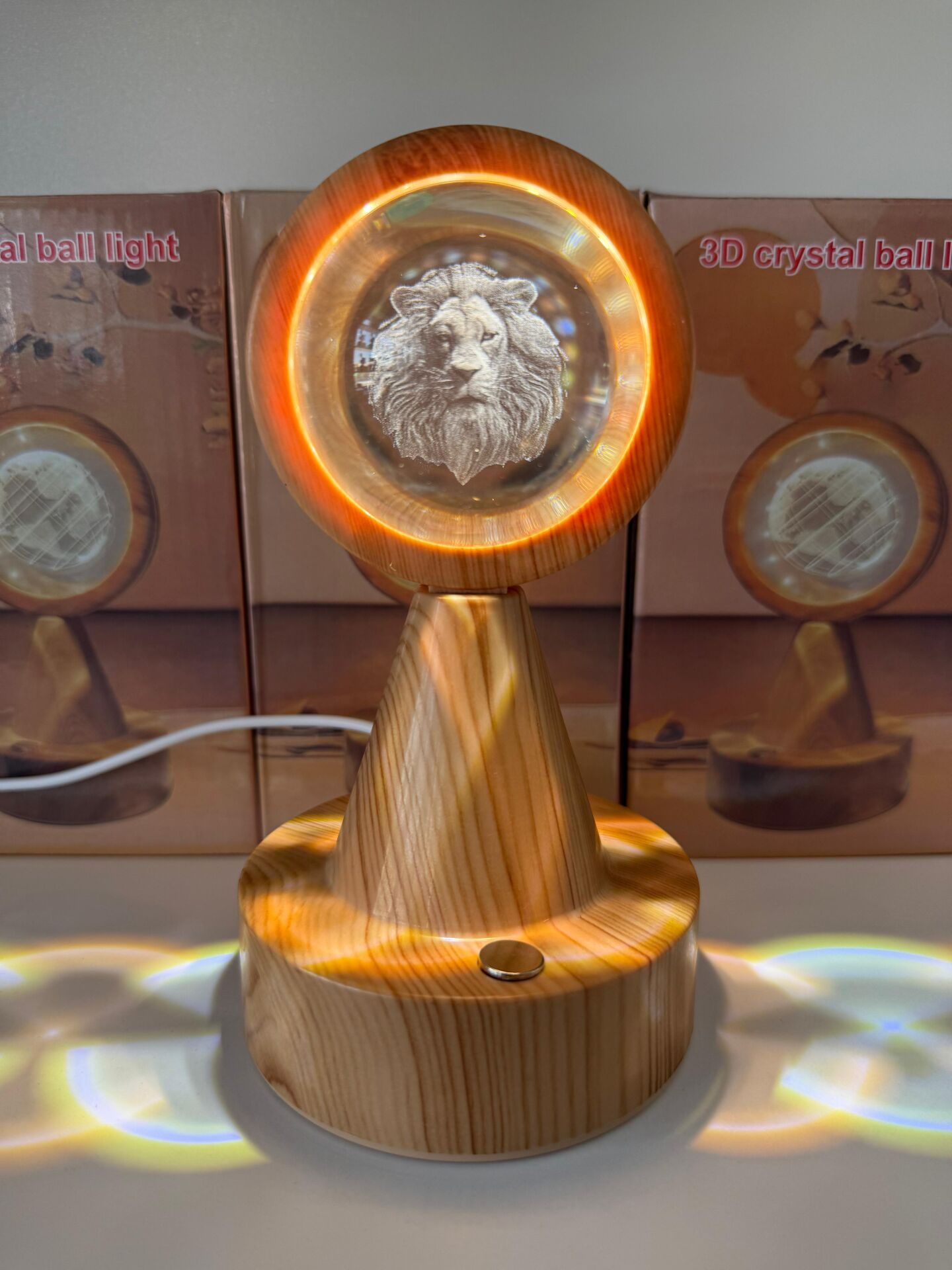 Toptan Aslan Işıklı Cam Küre Dokunmatik 3 Modlu Yansıtmalı Oynar Başlık