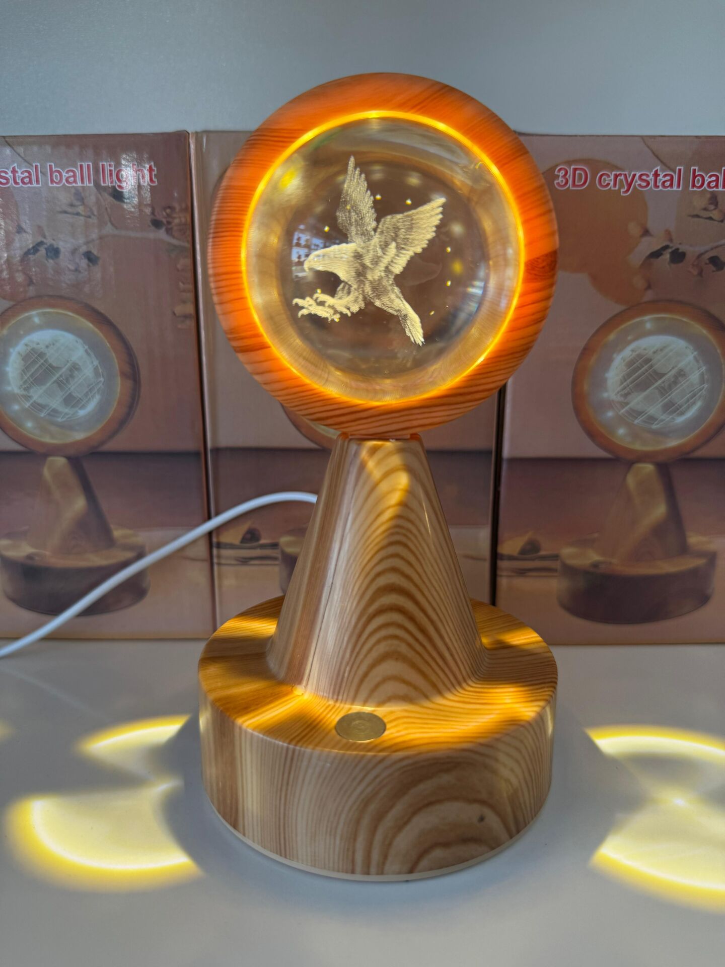 Toptan Kartal Işıklı Cam Küre Dokunmatik 3 Modlu Yansıtmalı Oynar Başlık