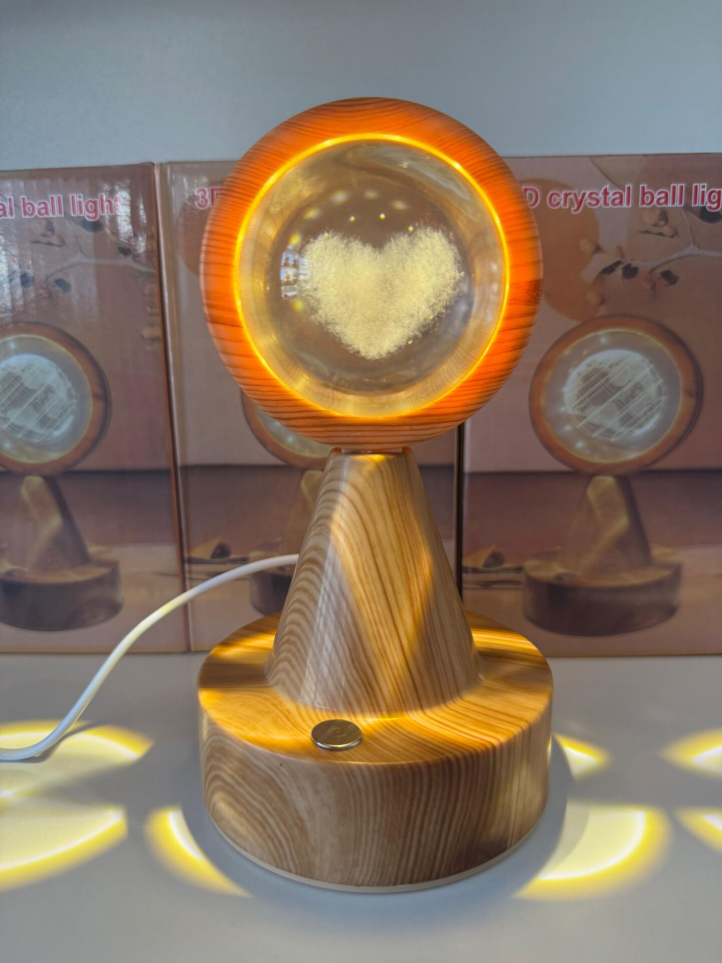 Toptan Kalp Işıklı Cam Küre Dokunmatik 3 Modlu Yansıtmalı Oynar Başlık