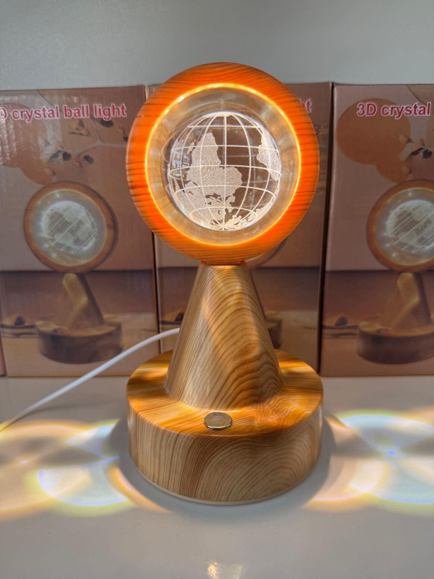 Toptan Dünya Işıklı Cam Küre Dokunmatik 3 Modlu Yansıtmalı Oynar Başlık