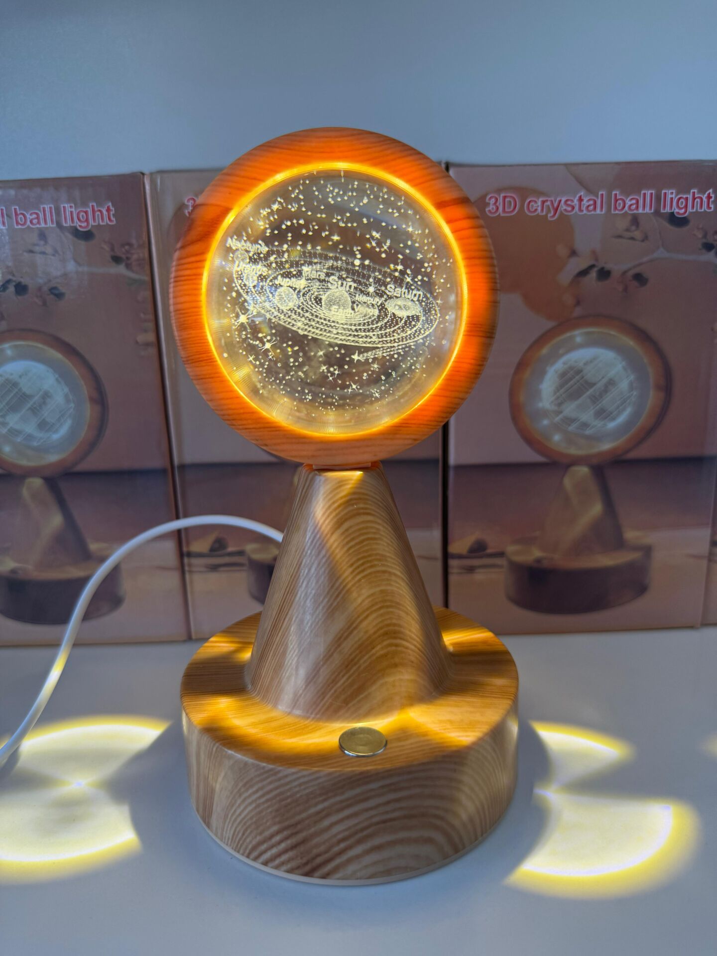 Toptan Gezegen Işıklı Cam Küre Dokunmatik 3 Modlu Yansıtmalı Oynar Başlık