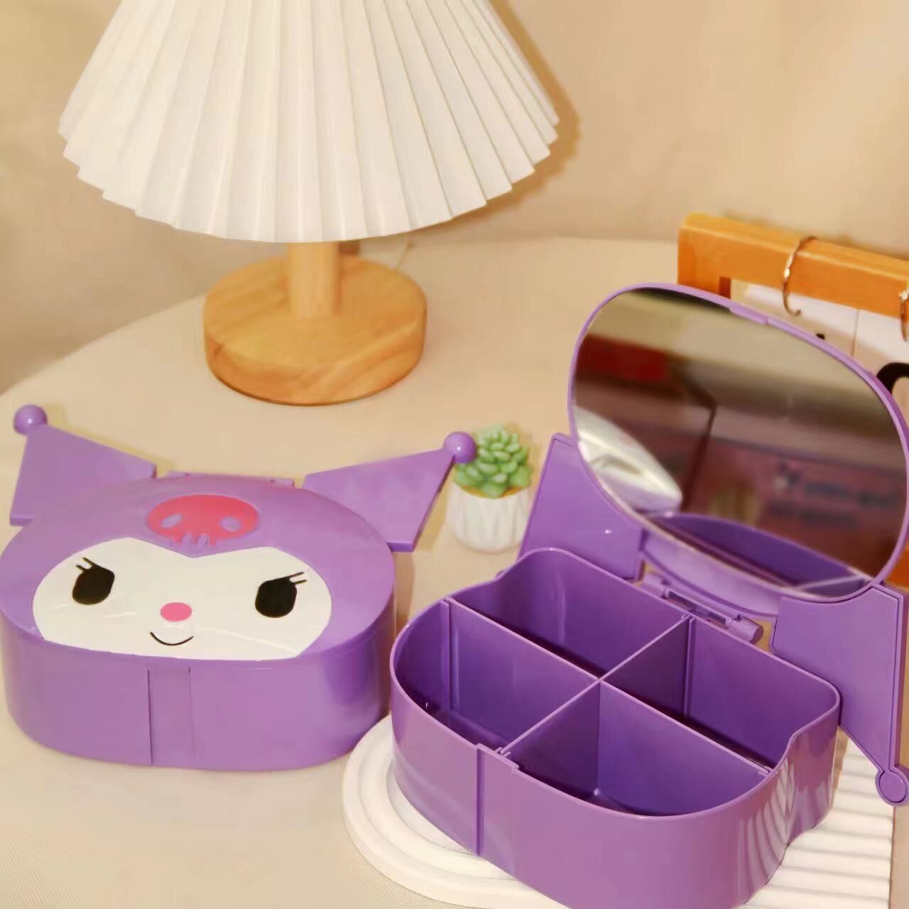 Toptan Sanrio Kuromi Masa Aynası Saklama Kutusu Takı Organizatör Kutusu Kapaklı