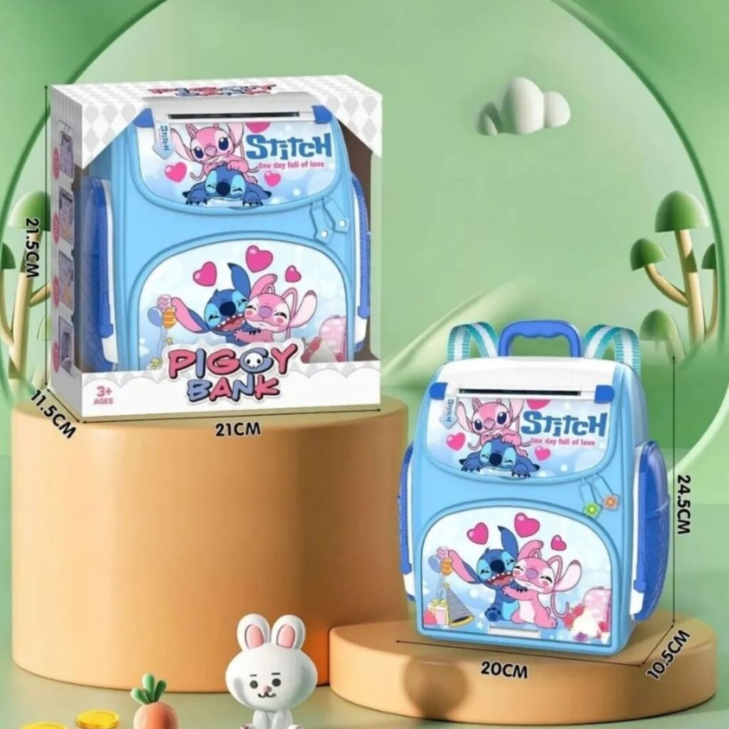 Toptan Stitch Parmak İzli Şifreli Otomatik Kağıt Para Alan Atm Kasa Kumbara Stitch Okul Çantası