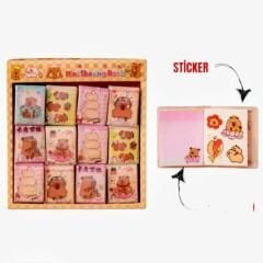 Toptan Capybara Mini Sulu Simli Sticker Defteri Kapibara Mini Planlama Not Defteri