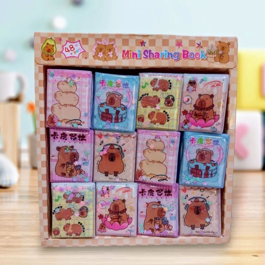 Toptan Capybara Mini Sulu Simli Sticker Defteri Kapibara Mini Planlama Not Defteri