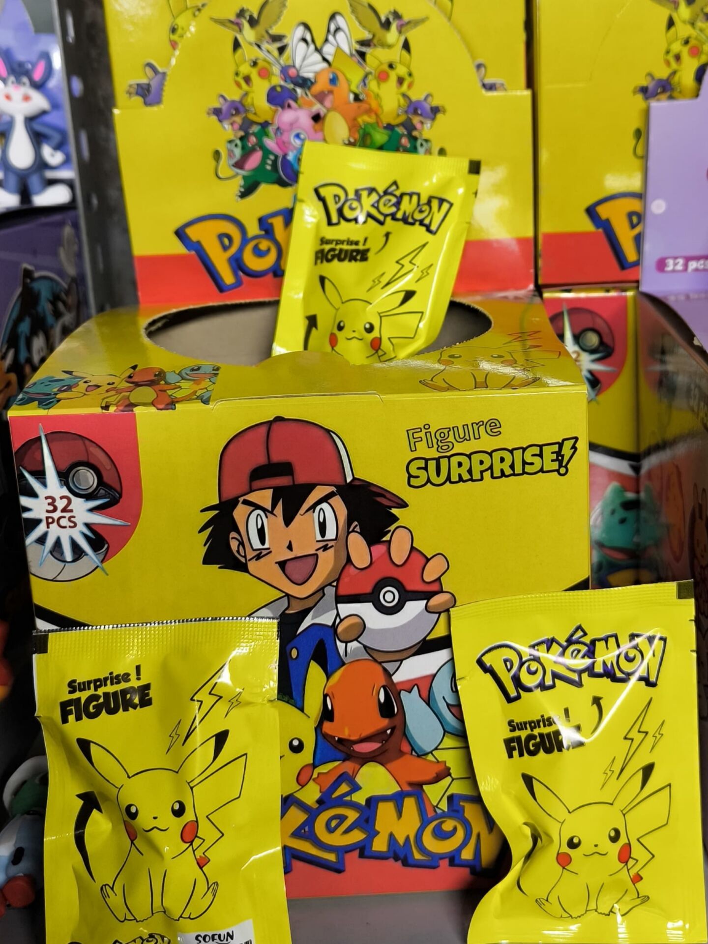 Toptan Pokemon Pikachu Sürpriz Figür Paket 32 Adet 1 Kutu