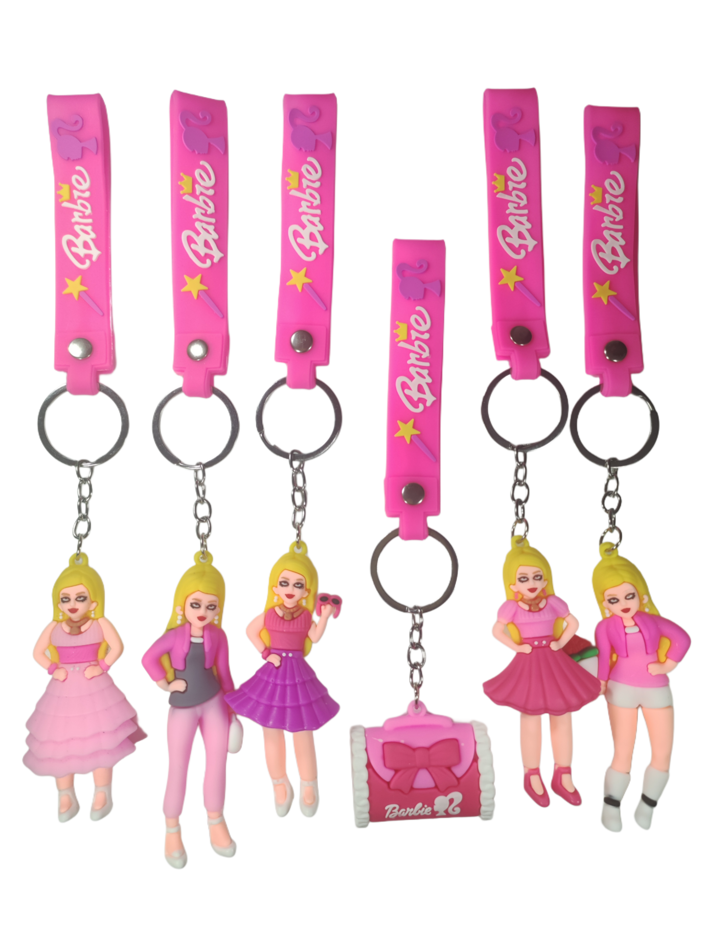 Toptan Barbie Anahtarlık 12 Adet Barbie Silikon Anahtarlık Lüx Anahtarlık Çanta Süsü Aksesuarı