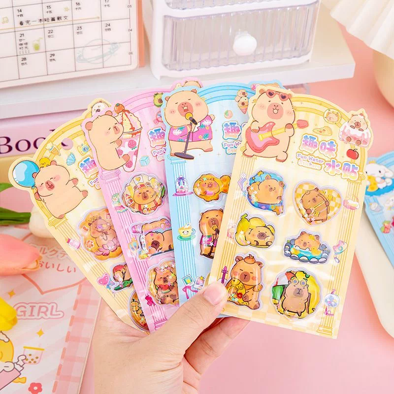 Toptan Capybara 3D Renkli Sulu Kabartmalı Sticker 1 Adet