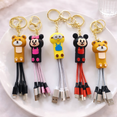 Toptan 3 Başlıklı Şarj Kablolu Anahtarlık 1 Adet