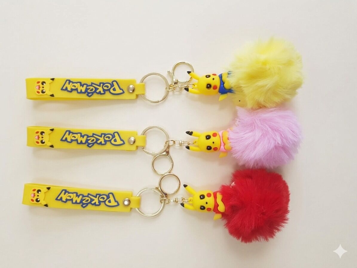 toptan lüx slikon anahtarlık ponponlu 6 adet