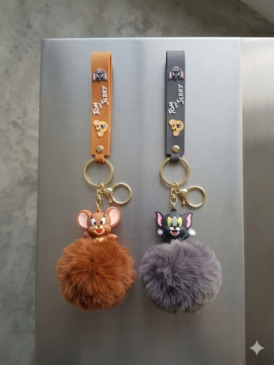 toptan lüx slikon anahtarlık ponponlu 6 adet