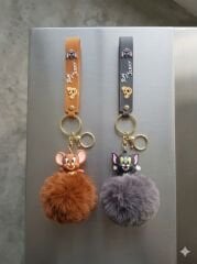 toptan lüx slikon anahtarlık ponponlu 6 adet