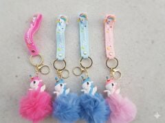 toptan lüx slikon anahtarlık ponponlu 6 adet