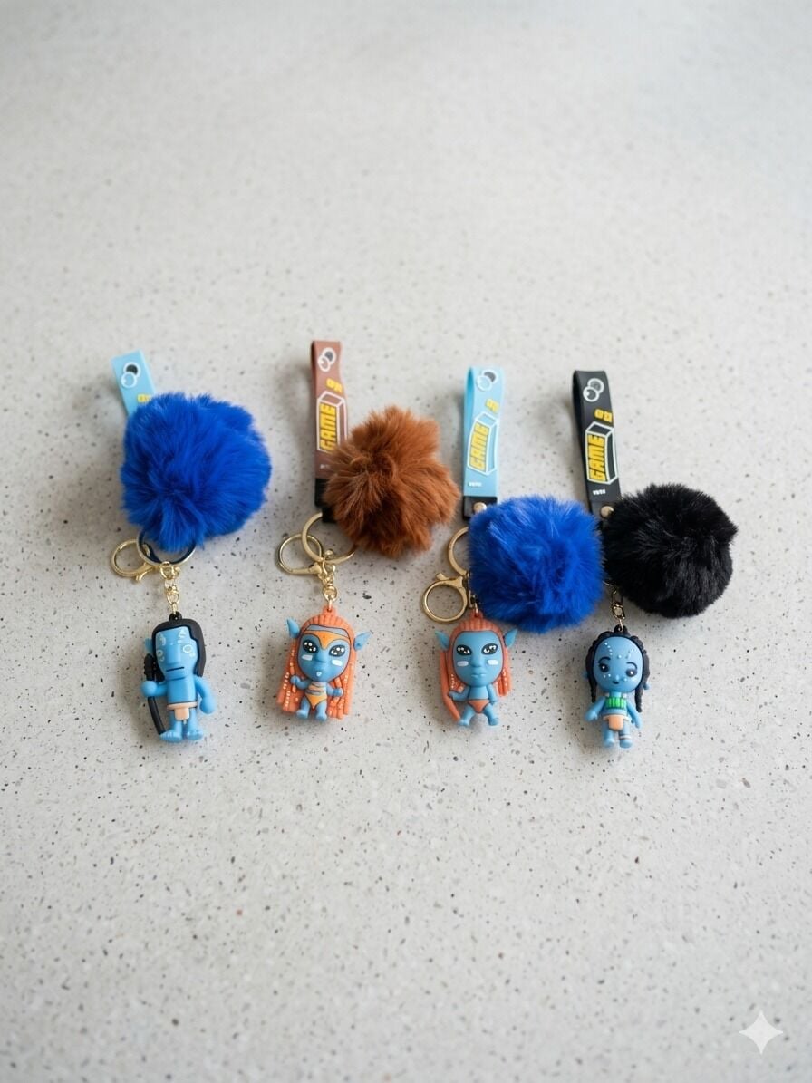 toptan lüx slikon anahtarlık ponponlu 6 adet