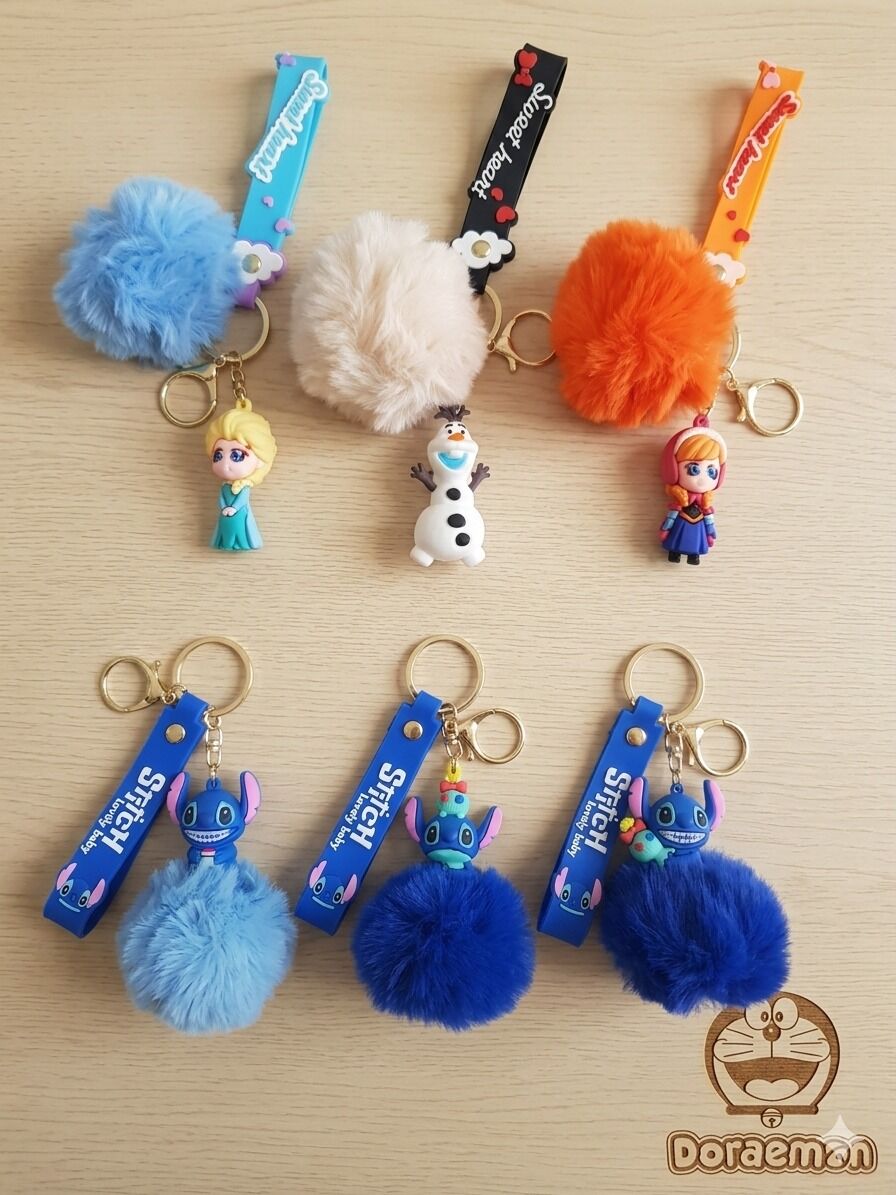 toptan lüx slikon anahtarlık ponponlu 6 adet