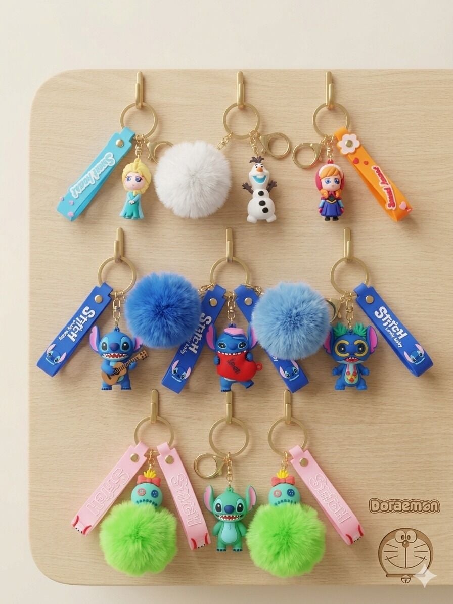 toptan lüx slikon anahtarlık ponponlu 6 adet