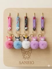 toptan lüx slikon anahtarlık ponponlu 6 adet