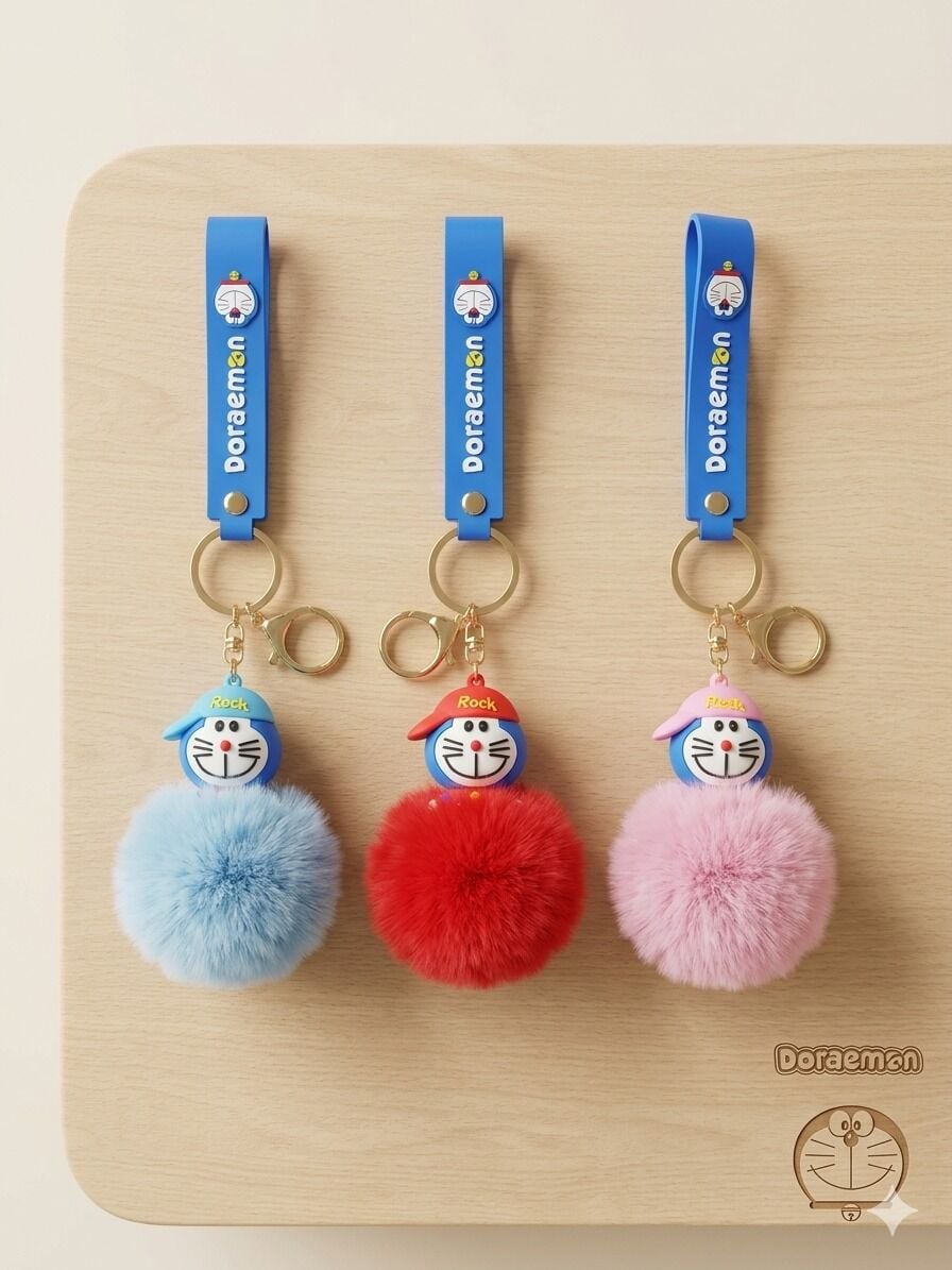 toptan lüx slikon anahtarlık ponponlu 6 adet