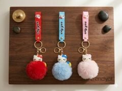 toptan lüx slikon anahtarlık ponponlu 6 adet