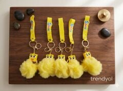 toptan lüx slikon anahtarlık ponponlu 6 adet