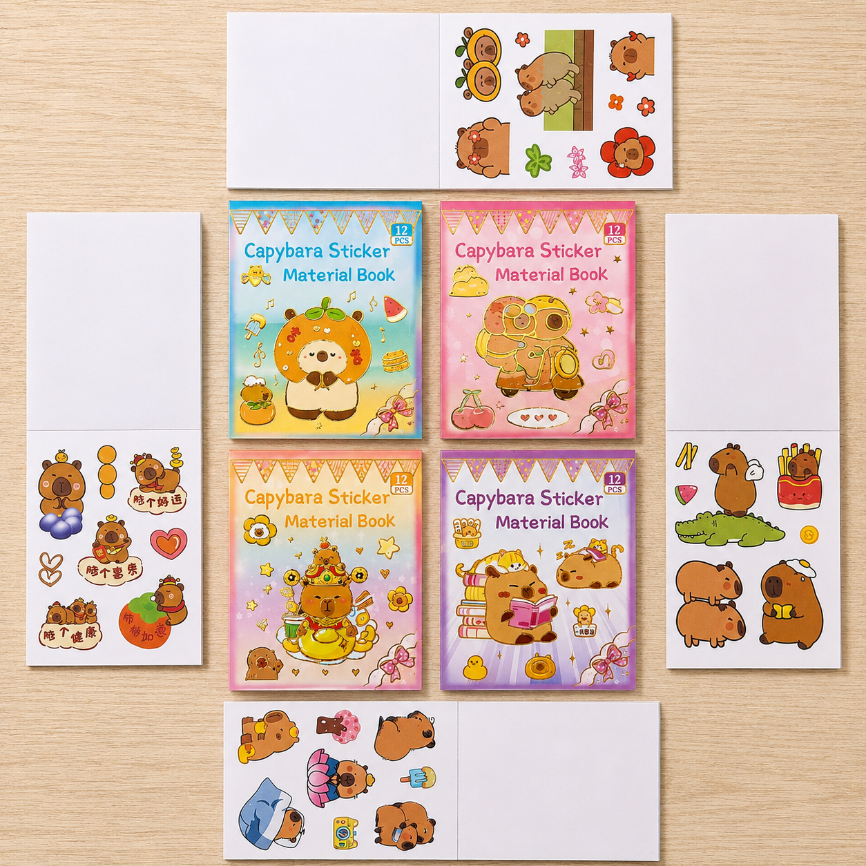 Toptan Capybara Sticker Defteri Kapibara Sticker Set 12 Sayfa 1 Adet
