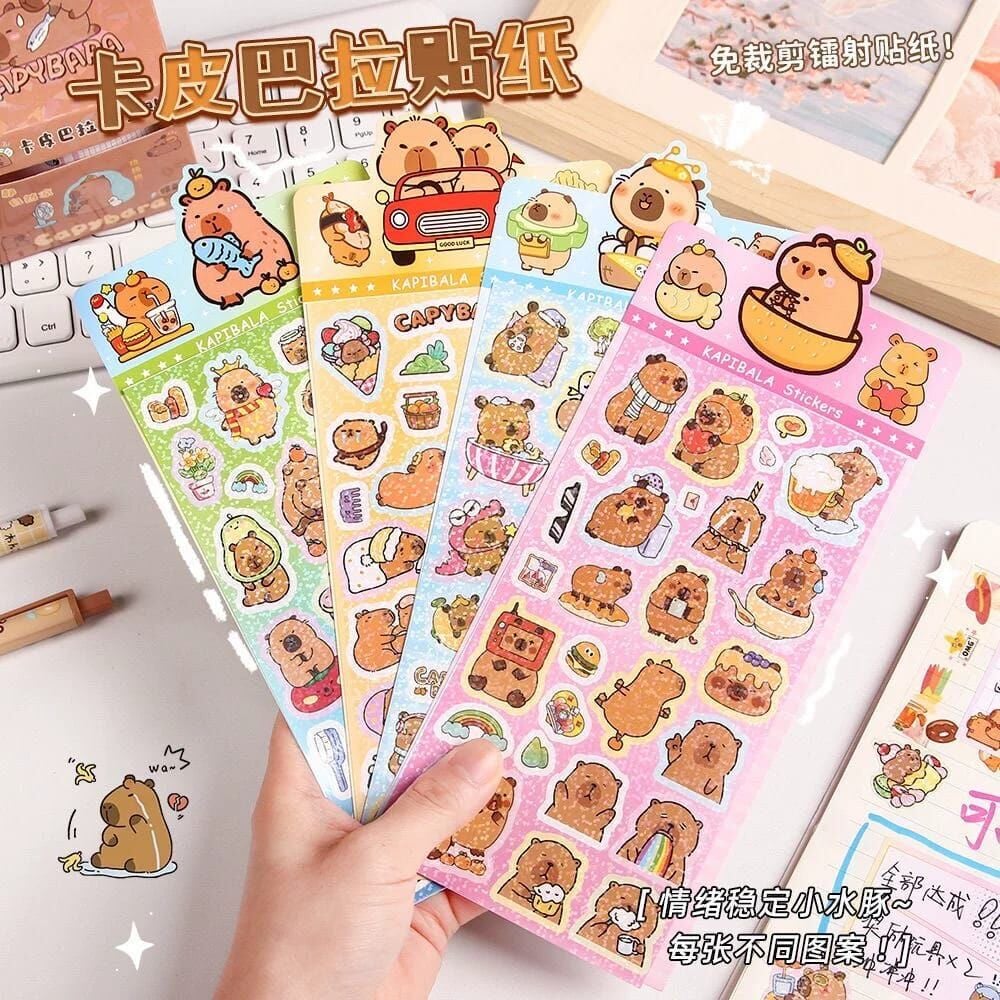 Toptan Capybara Kawaii Dekoratif Sticker Seti