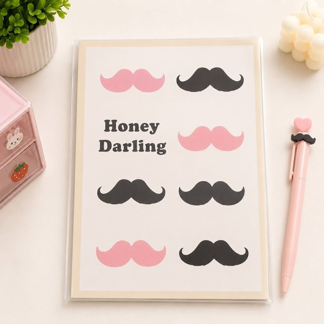 Toptan Honey Darling Bıyık Desenli Not Defteri