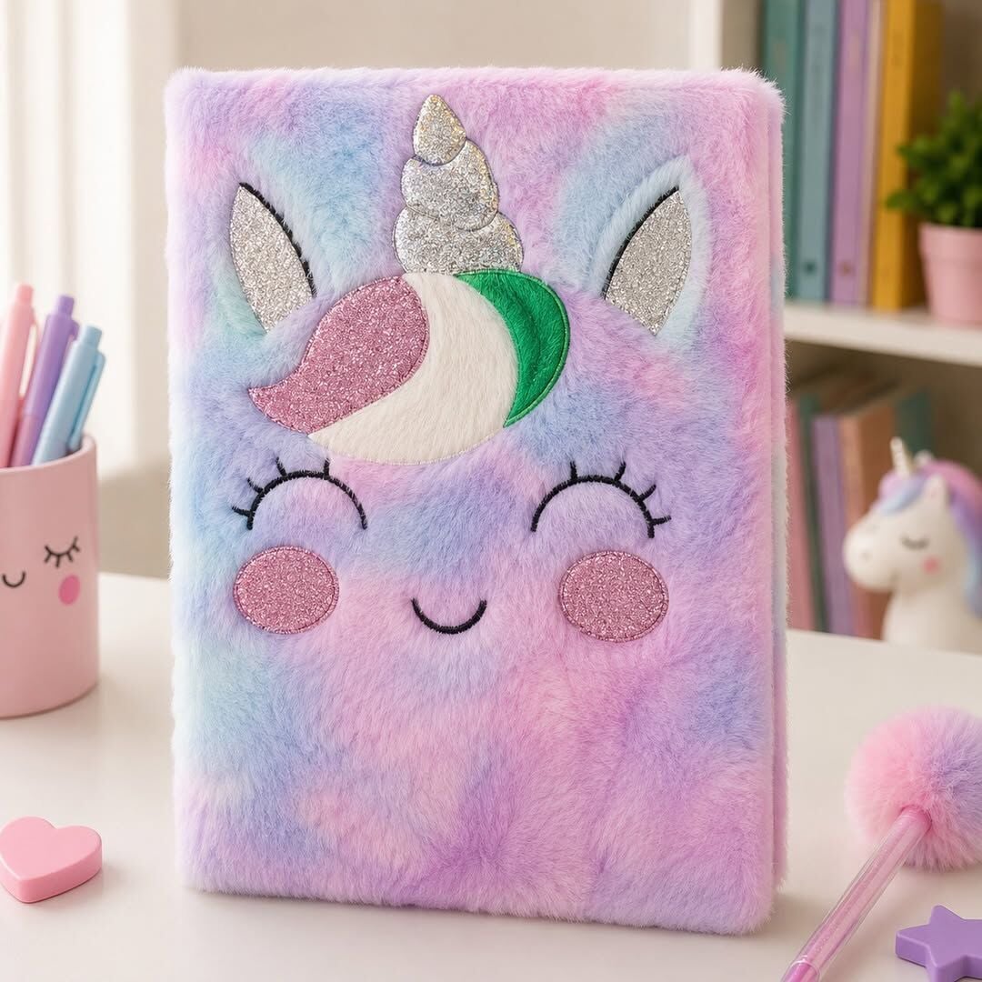 Toptan Gökkuşağı Unicorn Peluş Günlük Defteri