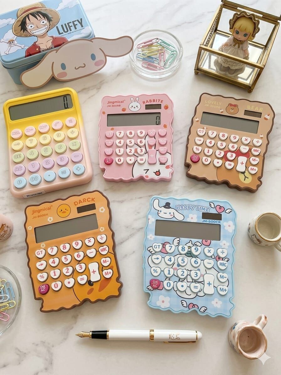 Toptan Kawaii Karakter Temalı Hesap Makinesi – Sevimli Masaüstü Hesap Makinesi 1 Adet