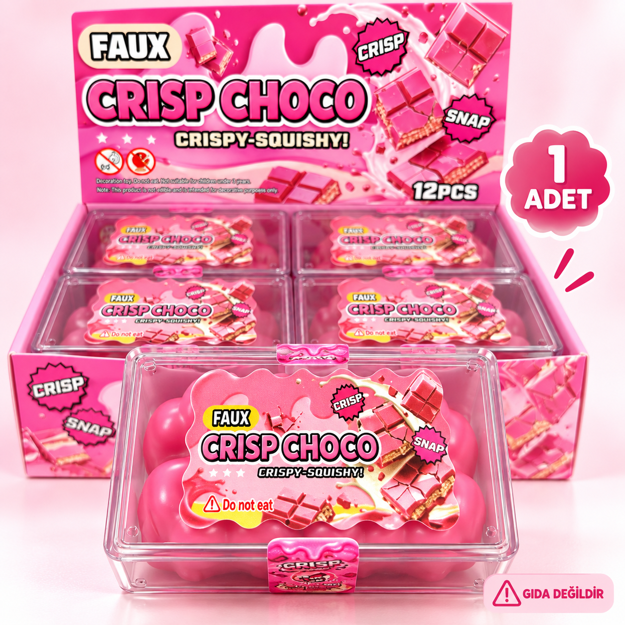Crisp Choco Crunch Çıtır Sukuşi Toptan Squishy 12 Adet 1 Kutu(Kopya)