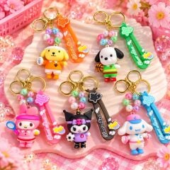 Büyük Boy Lüx Boncuklu Sanrio Karakter Anahtarlık Çanta Süsü Aksesuar 1 Adet